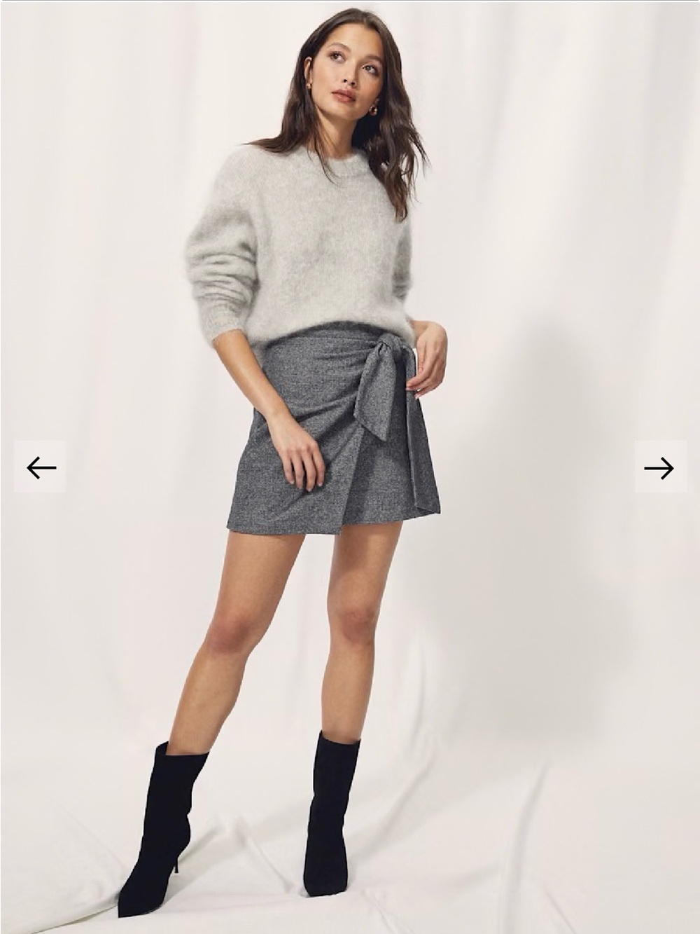 Wilfred Charcoal Gray Ribbed Tie-Waist Mini Skirt - Picture 3 of 7